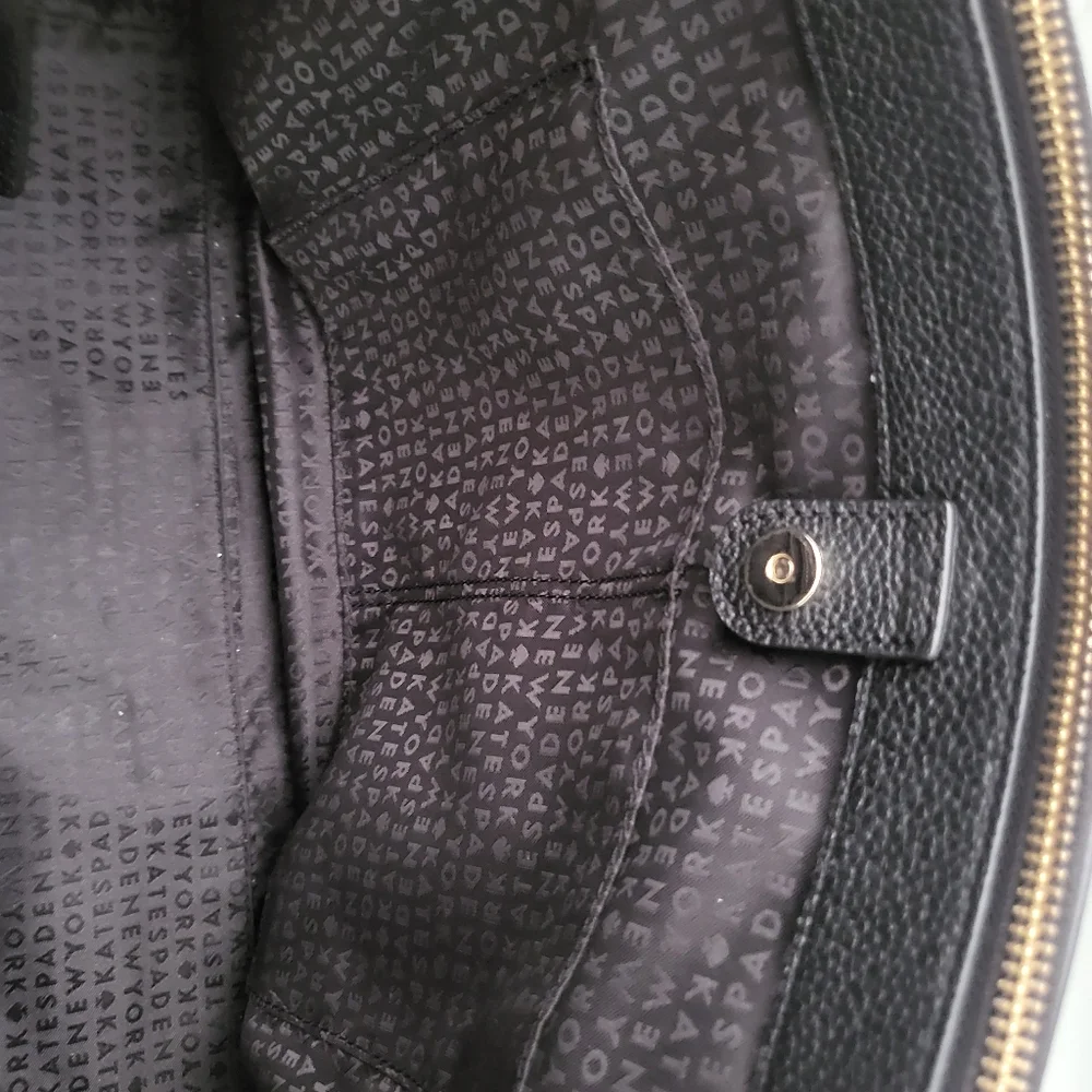 Kate Spade Black Leather Leighann Satchel / Tote Handbag (Mulberry Street) - Picture 10 of 14